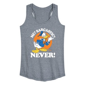 Women's - Disney - Donald Me Sarcastic Never Graphic Racerback Tank - 1 of 4
