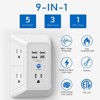 Itopfox 5-Outlet Extender with 4 USB Ports (1 USB-C), 1680J Surge Protector, Wall-Mounted Power Strip for Home, Office, Travel - White - 4 of 4