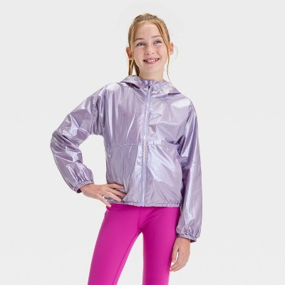 Girls' Solid Shine Windbreaker Jacket - All In Motion