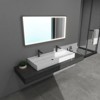 47 x 19 in. Solid Surface Wall Mount or Countertop Bathroom Vessel Sink with Double Faucet Holes in Matte White - 2 of 4