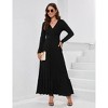 Clearlove Womens Long Sleeve Deep V Neck Dress Ruffles Long Maxi Casual Dresses for Women with Pockets - 4 of 4