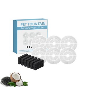 Nispira Cat Water Fountain Filter Replacements for Kastty Sibays 2.5Gal/9.5L Large18CM Dog Water Fountain Wireless Pumps Black Sponge, 6 Packs - 1 of 4
