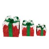 Northlight Lighted Snow and Candy Covered Sisal Gift Boxes Outdoor Christmas Decorations - Set of 3 - 4 of 4