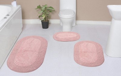Double Ruffle Collection Cotton Ruffle Pattern Tufted Set of 3 Bath Rug Set - Home Weavers