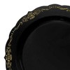 Smarty Had A Party 10" Black with Gold Vintage Rim Round Disposable Plastic Dinner Plates (120 Plates) - image 2 of 4