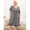 Agnes Orinda Women's Plus Size V Neck Short Sleeve Polka Dots Nightgowns - 4 of 4