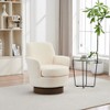 TIRAMISUBEST Polyester Swivel Barrel Chair, Accent Armchair with Gold Stainless Steel Base, Comfy Round Reading Chair for Living Room, Bedroom (Beige) - 2 of 4