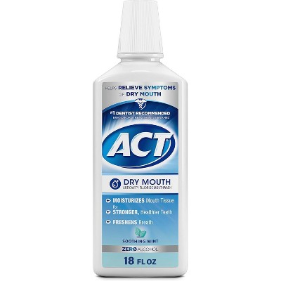 ACT Dry Mouth Fluoride Mouthwash Soothing Mint 18 Oz