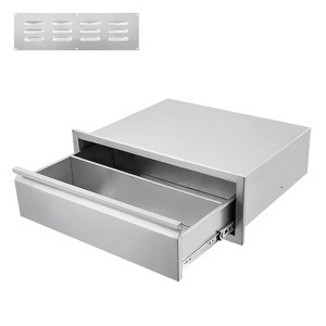Outdoor Kitchen Drawers, 17.8W x 20.2H x 12.2D Inch, Flush Mount Double BBQ Drawer, Stainless Steel BBQ Island w/Handle, for Outdoor Kitchens Patio - 1 of 4