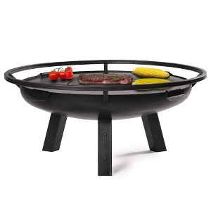 Good Directions Porto 24" Outdoor Fire Pit with Grill Plate Black - 1 of 4