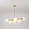 Rennnsan Nestalyn 40" W 7 - Light Linear Bubble Milk Glass Modern Dimmable Kitchen Island Pendant in Gold - 3 of 4