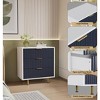 ORRD 3-Drawer Fluted Dresser - Modern Nightstand w/ Deep Storage, Wide Top | White & Navy Blue for Bedroom, Living Room, Kids' Room - 3 of 4