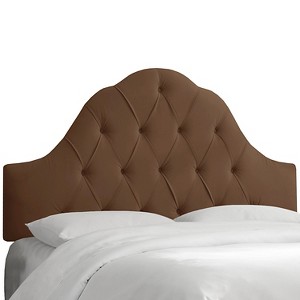 Arched Tufted Headboard - Velvet Chocolate - California King - Skyline Furniture , Velvet Brown