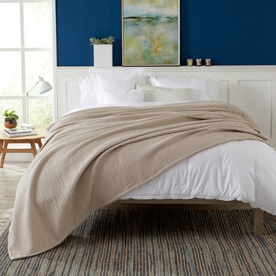 King Taupe Cotton Waffle Weave Bed Blanket