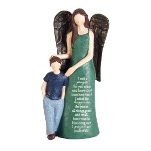 Dicksons Green Angel with Boy Said Prayer 8 inch Resin Tabletop Figurine - 1 of 2