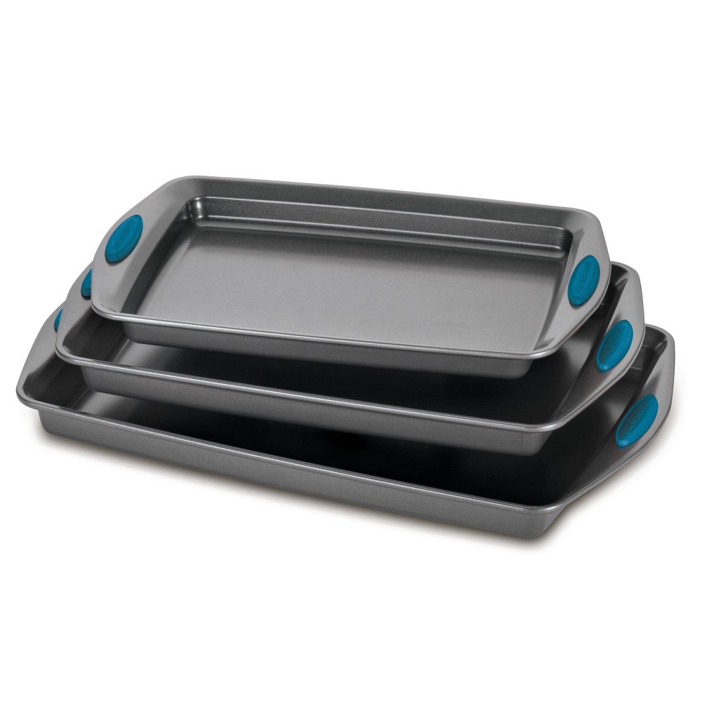 Photos - Bakeware Rachael Ray 3pc Nonstick Cookie Sheet Set with Blue Grips