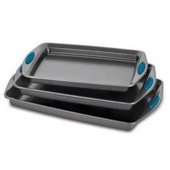 Rachael Ray 3pc Nonstick Cookie Sheet Set with Blue Grips