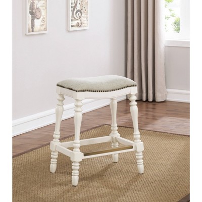 White Birch Wood 25" Swivel Backless Saddle Counter Stool