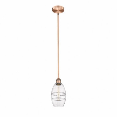 Vaz - 1 Light Stem Hung Mini Pendant In Industrial Style-7.63 Inches Tall and 5.88 Inches Wide