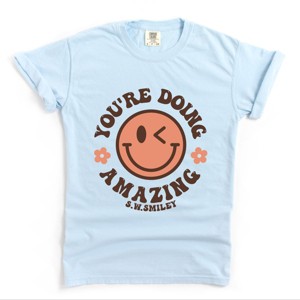 Simply Sage Market S.W.Smiley You're Doing Amazing Smiley Face Garment Dyed Tee - 1 of 4