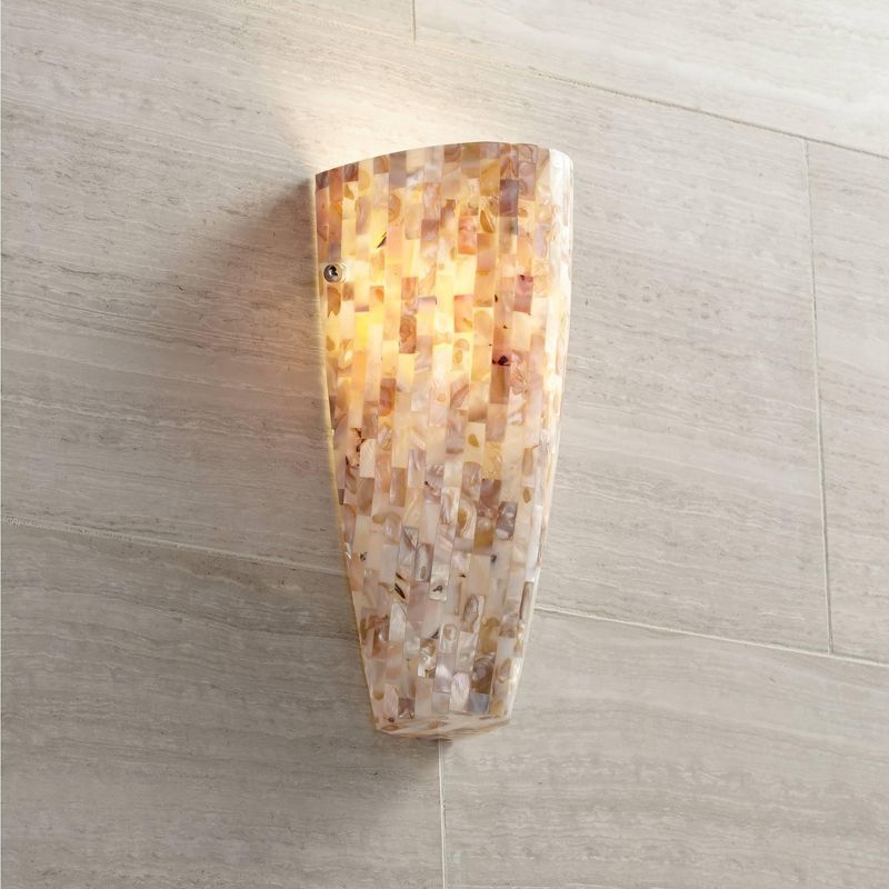 Possini Euro Design Isola Modern Wall Light Sconce Mosaic Mother of Pearl Glass Hardwire 5" Fixture for Bedroom Bathroom Vanity Reading Living Room, 2 of 6