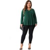 Agnes Orinda Women's Plus Size Long Sleeve V Neck Pleated Fall Casual Tunics Blouses - 3 of 4