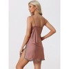 Allegra K Women's Satin Nightgowns V-Neck Solid Color Lace Cami Mini Pajama Dress - 4 of 4