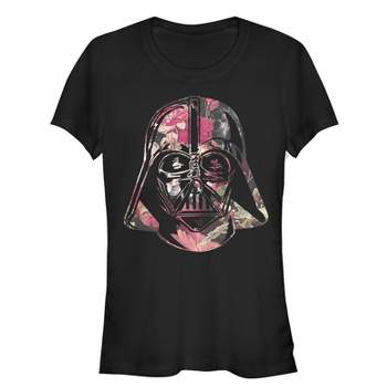 Juniors Womens Star Wars Floral Print Vader T-Shirt