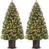4.5 ft Pre-Lit Artificial Potted Christmas Tree with 300 Led Lights, 8 Lighting Modes, Black Base Design, Dense Twig Realistic Home Decoration, 2 PC - 3 of 4