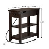 Set of 2 Narrow End Tables, Flip Top Side Tables with Charging Station, Nightstands - 2 of 4
