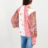 Anna-Kaci Women's Mixed Print Button Down Blouse With Long Puff Sleeves - 3 of 4