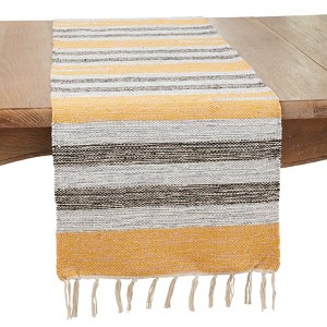 Saro Lifestyle Rustic Woven Striped Table Runner with Fringe Detail, 16"x72", Multicolored - 1 of 3