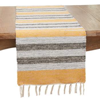 Saro Lifestyle Rustic Woven Striped Table Runner with Fringe Detail, 16"x72", Multicolored