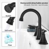 Munora 2-Handle 8-Inch Widespread Bathroom Sink Faucet, Matte Black with 360° Swivel Spout and Pop-Up Drain - 4 of 4