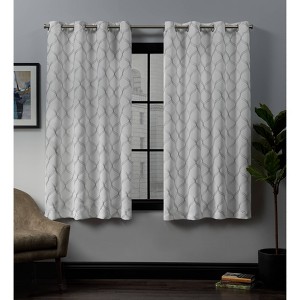 84"x52" Amelia Embroidered Grommet Top Blackout Window Curtain Panels White - Exclusive Home - 1 of 4
