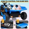 24V 2-Seater Ride-On Dump Truck for Kids, Remote Control Construction Toy with Electric Dump Bed, Extra Shovel - 4 of 4