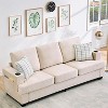 89" Chenille 3-Seater Sofa - Features cup holders & side storage pockets. Deep seat couch for living room & apartment. - 4 of 4