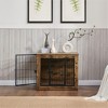 Rustic Brown Wooden Dog Kennel Furniture with Cushion, Heavy-Duty Double-Door Dog Crate for Dogs - 3 of 4