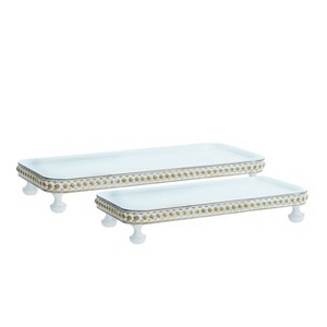 VIP Wood 18 in. White Pedestals with Bead Pattern Border Set of 2 - 1 of 2