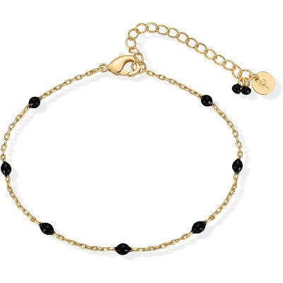 14K Yellow Gold Plated Beaded Enamel and Gemstones Bracelets | Colored Boho Festival Adjustable Slider Bracelet