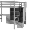 PAGED Twin Size Loft Bed with L-Shaped Desk Modern Pine Bed Frame with Drawers and Storage Stairs for Bedroom - 3 of 4