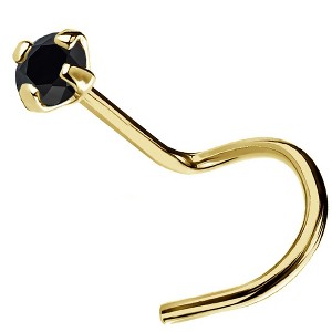 Jewelry Avalanche Black Moissanite 22G 14K Gold Nose Screw Nose Stud - 1 of 4