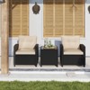Tangkula 3 Piece Patio Furniture Set Rattan Conversation Set w/Soft Seat & Back Cushions Tempered Glass Topped Coffee Table Beige - 2 of 4