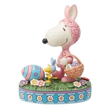 Jim Shore 6.0 Inch Easter Hoppyness Snoopy Woodstock Eggs Basket Animal Figurines