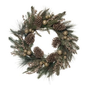 Transpac Artificial 24 in. Multicolor Christmas Pine Wreath - 1 of 4