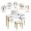 47“ Makeup Vanity Desk with Flip Top Mirror and Lights, 3 Lighting Mode, Make Up Vanity with Chair - 3 of 4