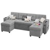 Couches for Living Room, Sofa Bed for Living Room with Hidden Storage Armrests, U-Shaped Sleeper Sofa with Cup Holders and USB Charging Ports - 3 of 4