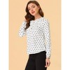 Allegra K Women's 1950s Vintage Ruffle Neck Long Sleeve Dots Chiffon Blouse - 3 of 4