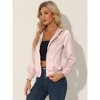 INSPIRE CHIC Women's Casual Zipper Front Satin Lightweight Bomber Jacket - 3 of 4