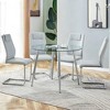5-Piece Dining Set with Tempered Glass Round Table and 4 PU Armless Chairs - 3 of 4